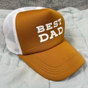 "Best Dad" Mustard Yellow White Trucker Hat Baseball Cap Father's Day Gift